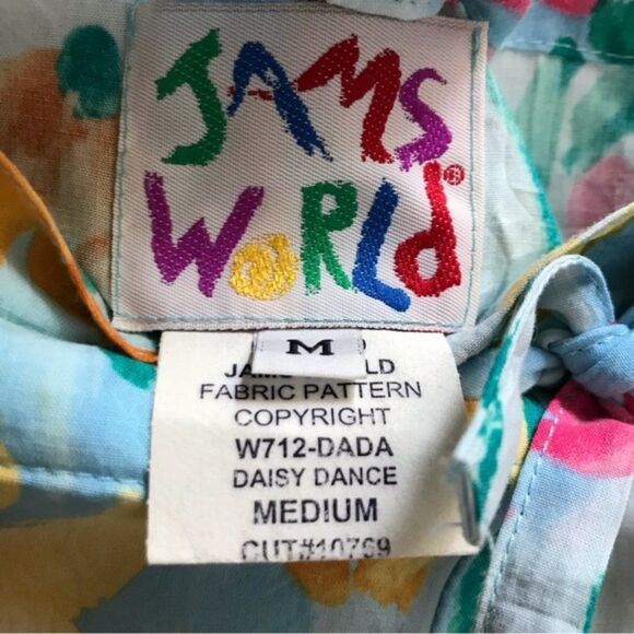 Vintage JAMS WORLD DADA DAISY DANCE Floral Multi Cropped Pull On Pants M - Picture 5 of 9